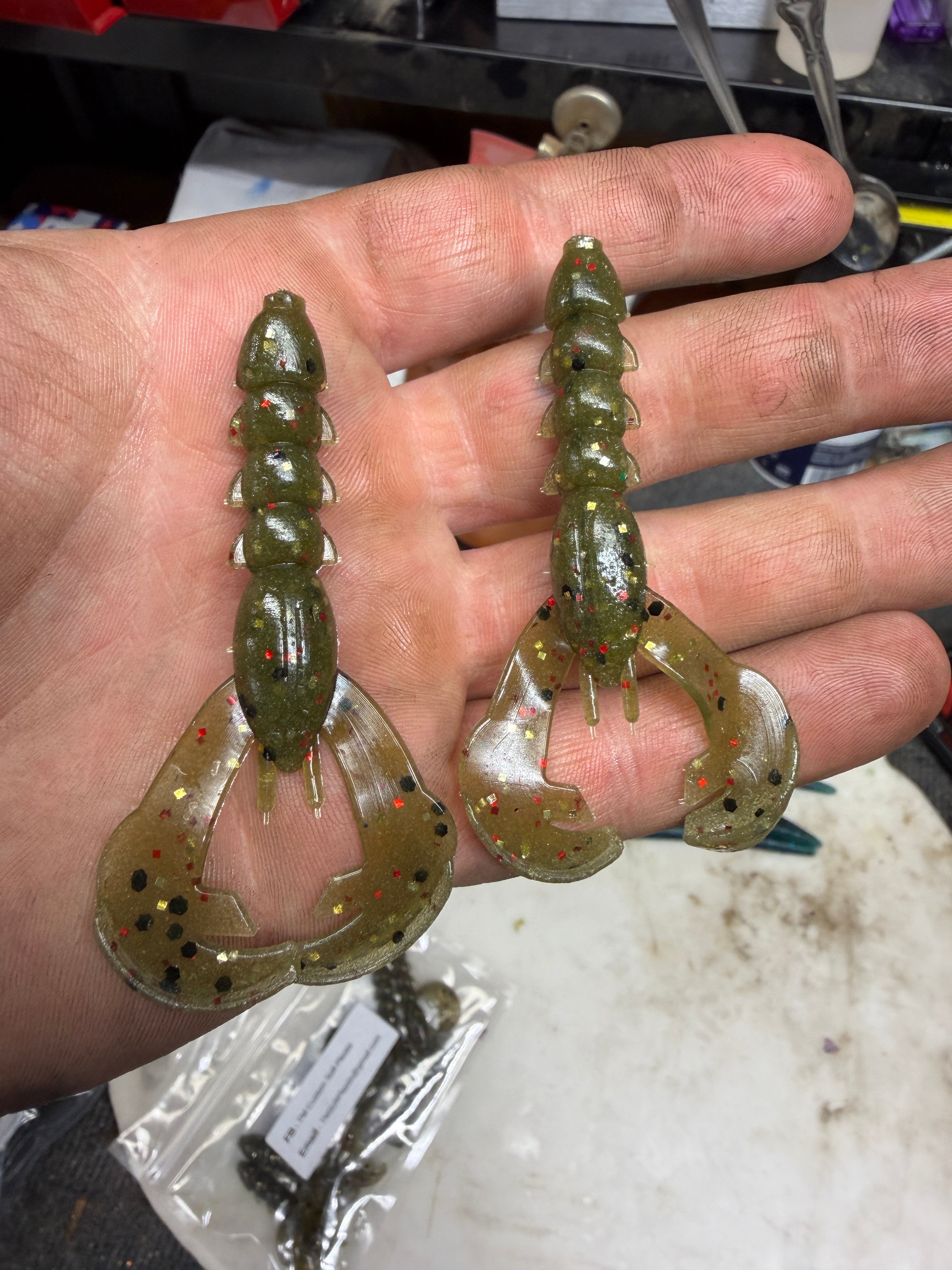 Crazy Craw 3" – Green Pumpkin Red Flake (8 pack)